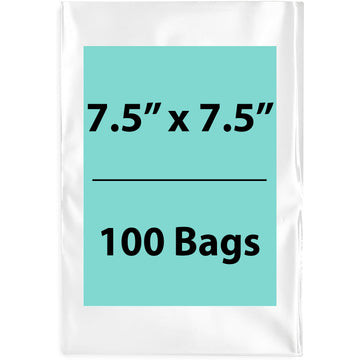 Clear Poly Bags 1.5Mil 7.5X7.5 Flat Open Top (LDPE) Pack of 100 bags